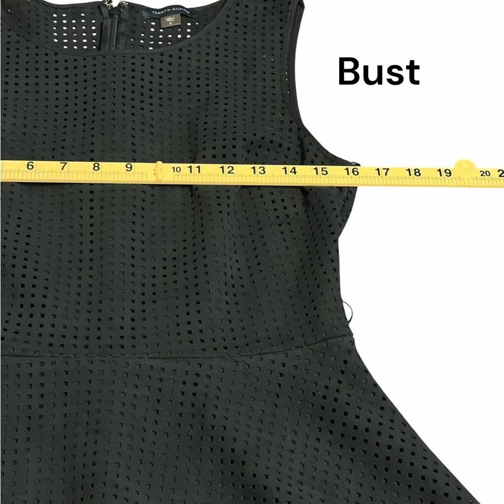 Tommy Hilfiger Deep Navy Blue Sleeveless A-Line Perforated Dress - Picture 4 of 6